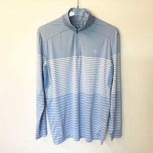 Coolibar Men’s Striped 1/4 Zip Agility Performance Pullover UPF 50+ Medium